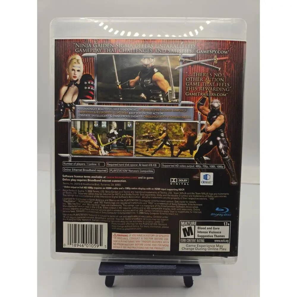 Ninja Gaiden Sigma Sony PlayStation 3 PS3 CIB Complete Tested Free Shipping